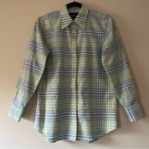 Lands’ End Blue-Yellow Plaid Oxford Button-Front Shirt